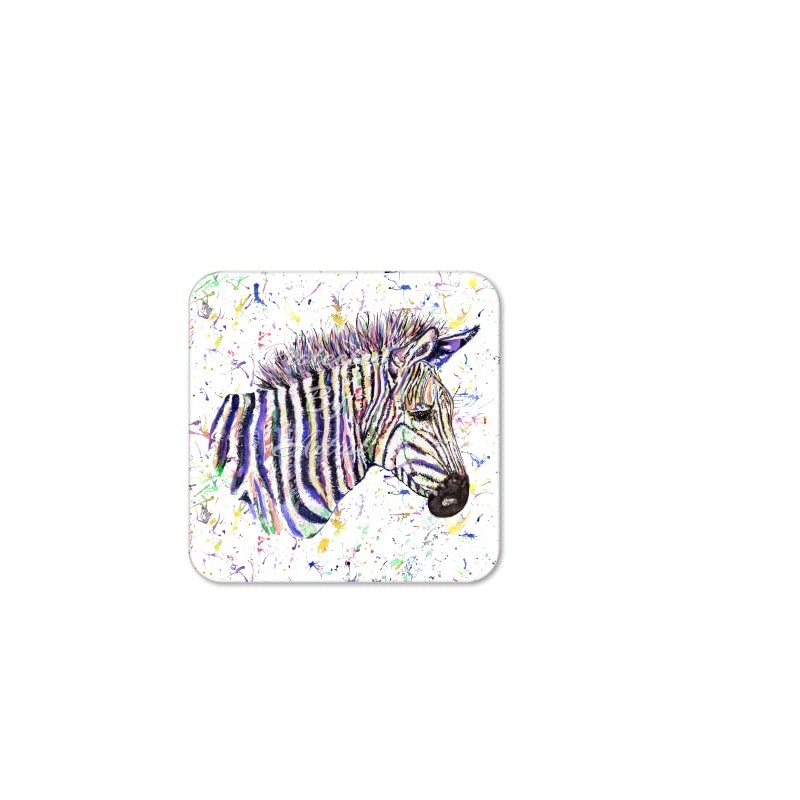 Coaster Zebra Wildlife animal Coasters Watercolour Art Gift Work Office