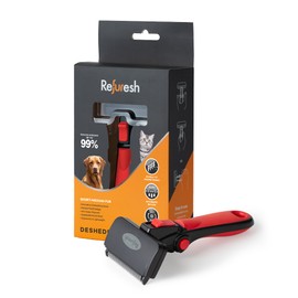 Refuresh Deshedding Dog Brush for Short/Medium Hair (Medium,Red) – Gentle Deshedding Tool for Dogs & Cats – Reduces Shedding, Without damaging Topcoat. Removes Loose Fur & Dead Undercoat.