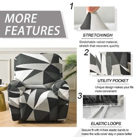 OKYUK Relaxing Chair Cover Stretch Cover Relaxing Chair Covers Elastic 4-Piece Chair Protector Cover Non-Slip High Stretch Recliner Chair Covers with Elastic Base (Space)