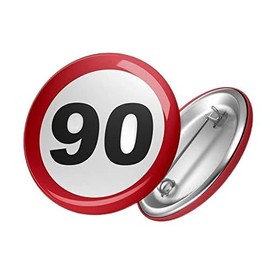 Hellweg Druckerei Button Badge Attention 90 Ninety Birthday Celebration Party Badge Gift Idea Badge Pin, Metal