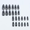 24Pcs Black Chrome Metal Press on Nails Glossy Mirror Fake