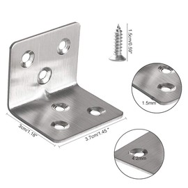 Luabue 20pcs Angle L Brackets 30 x 30 x 37mm Stainless Steel Right Angle Brackets with 120pcs Screws for DIY Furniture Fixations