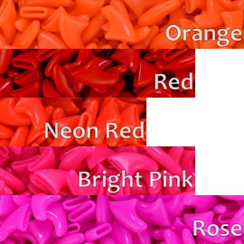 zetpo 100 pcs Cat Nail Caps | Cat Claw Covers | with Adhesives and Applicators (M, Orange, Red, Neon Red, Bright Pink, Rose)