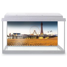 Aquarium Fish Tank Background 90x45 cm - Blackpool Tower England UK Holiday Static Cling Vinyl Vivarium Terrarium External Application #50296