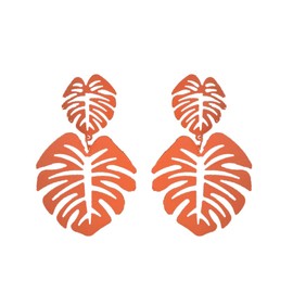 Bohemia Palm Leaf Dangle Drop Earrings for Women Hollow Tropical Green Plant Leaves Statement Earrings Stud Earrings Beach Boho Vaction Jewelry (Orange)