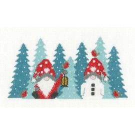 Heritage Crafts Cross Stitch Kit - Kirsten Roche Designs - Winter Wonderland Gonk Cross Stitch Kit - 14 Count Aida