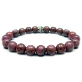 The Magic Is In You RHODONITE 8mm Round Genuine Crystal Gemstone Beaded Bracelet on Elastic Cord