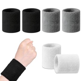 Men's Sweatband Wrist Sweatband Soft Cotton Suitable for Basketball, Fitness, Tennis Pack of 6