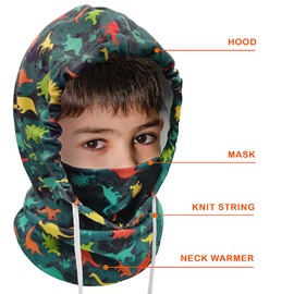 Kids Winter Balaclava Windproof Hats (2 Pack), Warm Fleece Ski Mask Neck Warmer for Boys & Girls, Adjustable Full Face Cover
