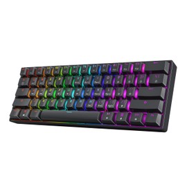 HK GAMING GK61 60% v3 | Hotswap Mechanical Gaming Keyboard | 61 Keys Multi Color RGB LED Backlit for PC/Mac Gamer | US Layout (Black, Cherry Mx Red)