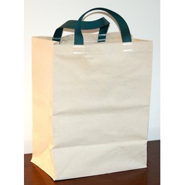 Turtlecreek Made in USA Cotton Canvas Reusable Grocery Tote Bags - Short Blue-Silver Handles - Regular Size - 5 Pack