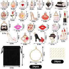 SANNIX 24Pcs Wine Glass Charms, Wine Charms for Stem Glasses Wine Glass Identifier Charms Funny Wine Glass Tags for Wine Tasting Party Decor