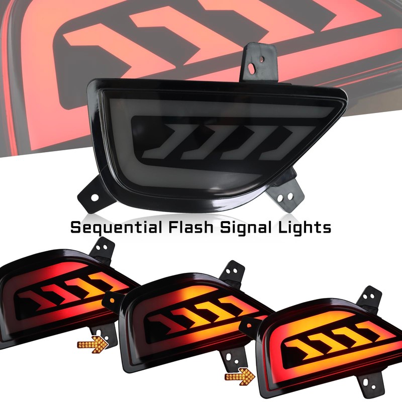 GEEGEETOP Red Lens LED DRL Rear Reflector Bumper Fog Light