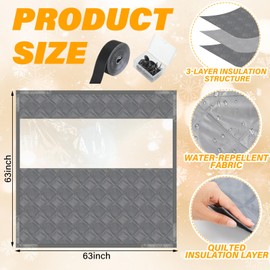 Beeveer 63 x 63 Inch Visible Thermal Window Insulation Kit for Winter Reusable Oxford Cloth Cotton Layer Thermal Window Cover for Winterizing Thicken Warm Winter Waterproof Attic Insulation Cover