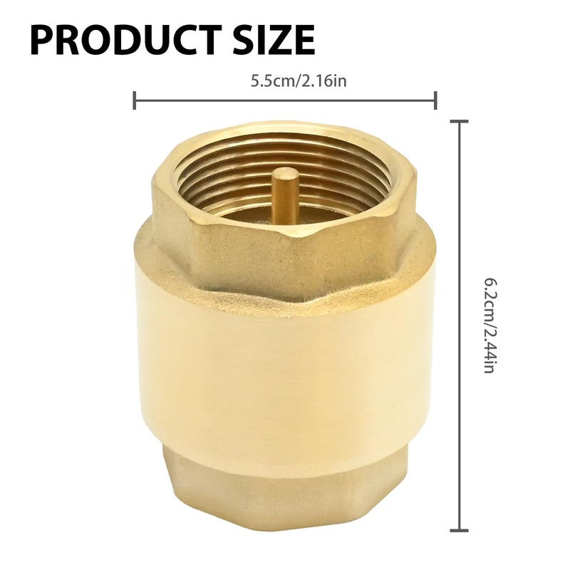 DUZFOREI Brass in-Line Spring Check Valve DN32 1-1/4" Female Thread,