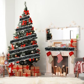 8 m Christmas Garland, Tinsel Garland, Metallic, Christmas Decoration Garlands, Christmas Tinsel Garland, Christmas Decoration for Christmas Tree, Door, Christmas, Wedding Party Decoration (A)