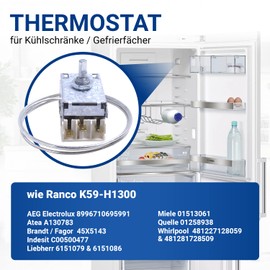 VIOKS Refrigerator Thermostat Replacement for Ranco K59-H1300 & Liebhеrr 6151086 - Capillary Tube Thermostat for Fridge AEG Liebhеrr Gaggenau Juno