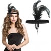 1920s masquerade feather Flapper Headband (Black, One Size)