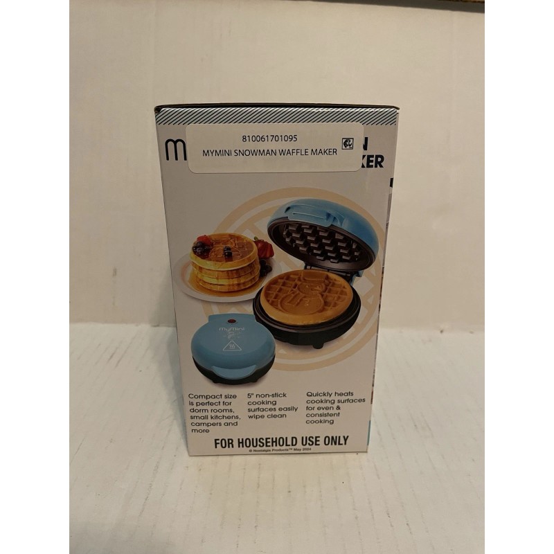 mymini My Mini Limited Edition Snowman Design Waffle Maker, 5”,