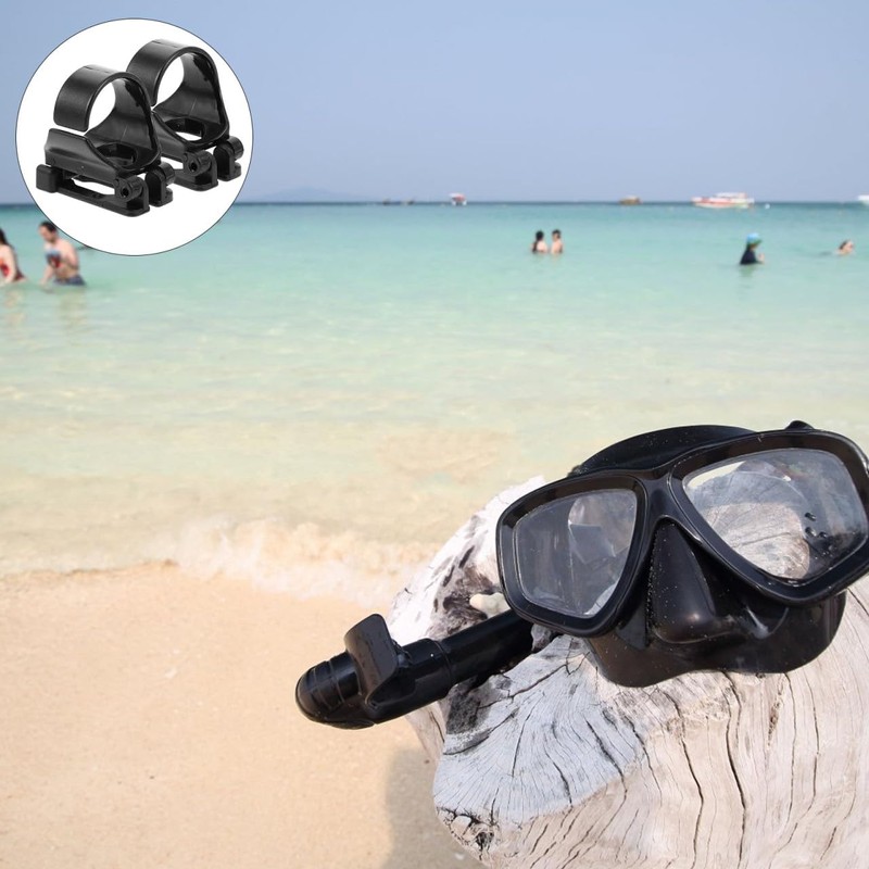 SUPVOX 2pcs Snorkel Keeper Tube Holder Clips, Black Plastic Diving