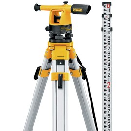 DEWALT - Nivel de tránsito, herramienta de topografía con trípode y varilla, amarillo, 20x aumento, precisión 14 por 100 pies, DW090PK                