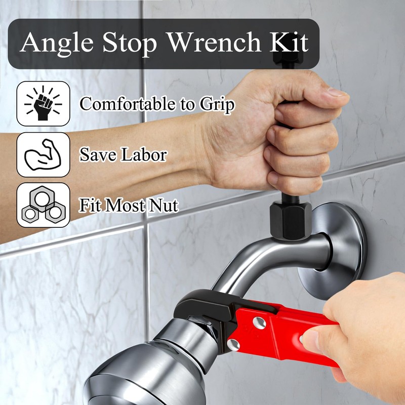 Ponpon Angle Stop Wrench Kit, Plumbing Tools, Angle-on Plumber Wrench