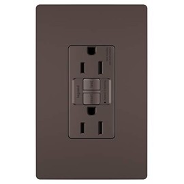Legrand - Pass & Seymour Radiant Self-Test GFCI Outlet with Screwless Wall Plate, Safe for Kids, Tamper Resistant, Dark Bronze, 15 Amp, 1597TRWPDB