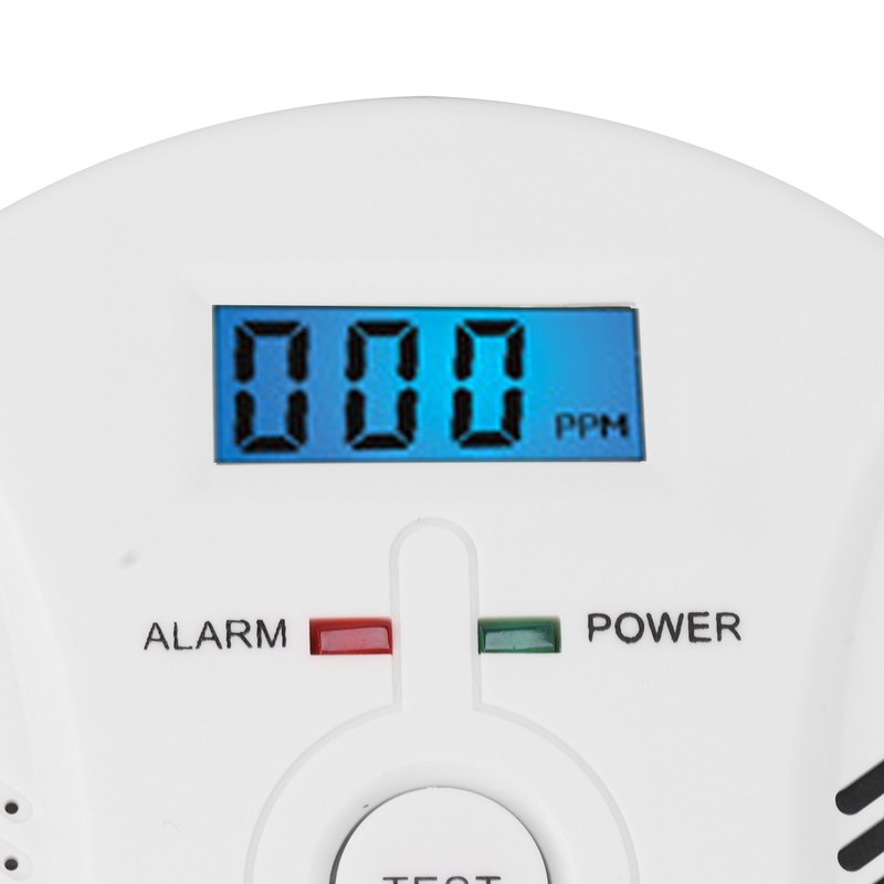 Monoxide Detector Easy Mounting Test Hush Button Dual Sensors Battery