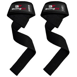Beingfit Wrist Strap, Muscle Training, Lifting Strap, Set of 2, 23.6 inches (60 cm), Bench Press, Grip Assistance, Unisex, With Putt, Pro Series (Black) (Black Classic)