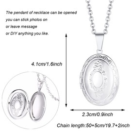 Weenkeey 2 Pcs Oval Locket Necklace that Holds Pictures Stainless Steel Oval Locket Pendant Necklace Memory Photo Pendant Necklacefor Women Girls - Style 1 Silver