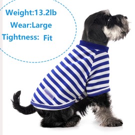 2 Pieces Stripe Dog Clothes for Small Dogs Summer Dog Shirt Cute Soft Puppy Clothes Bresthable Chihuahua Cat Clothes XS~XXL Pet Clothing (Blue, XX-Large)