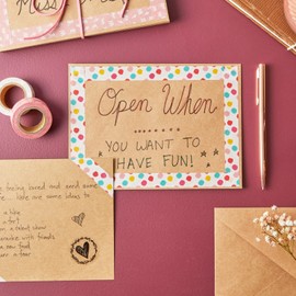 50 Pack Kraft Postcards with Brown Envelopes for Open When Letters, Birthday Greeting Cards, Happy Holidays, A7 (5x7 In)