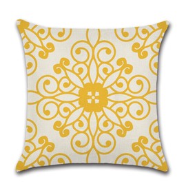 CLVEDU 4Pack Throw Pillow Covers 18x18 In Linen Fabric Cushion Covers Yellow Throw Pillows for Couch, Decorative Throw Pillow Cases Accent Pillow Covers for Home Bed Couch Sofa Car (Style26)