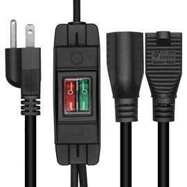 Strhowill 2 Way Extension Cord with On/Off Switch -3 Prong,Y-Splitter, 1.6FT Heavy Duty Power Cord Splitter, 14AWG 15A/125V & 18AWG 10A/125V, Dual Outlet Indoor/Outdoor Extension for Garage Tools