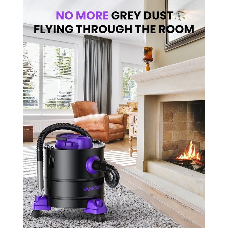VANPORE Ash Vacuum for Pellet Stoves: 5.2 Gallon Fireplace Ash