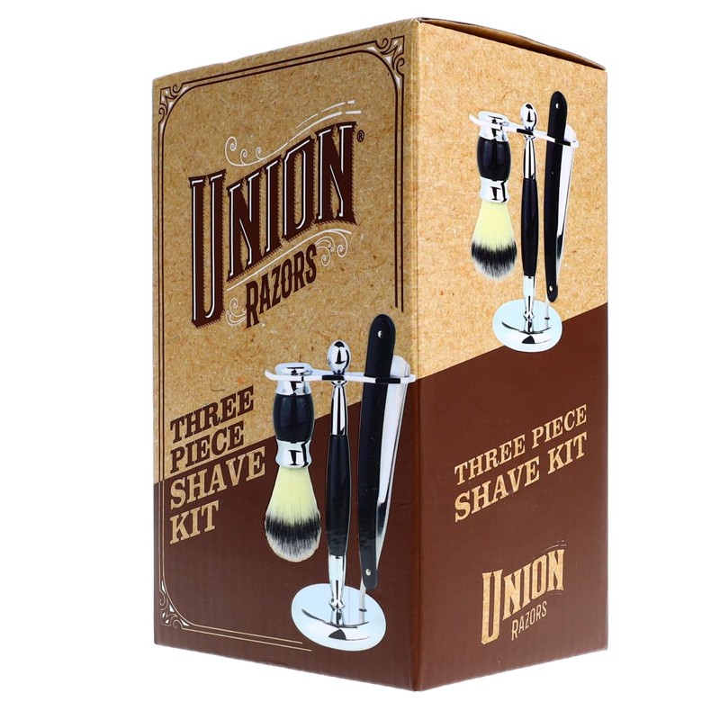 Union Razors SS5 Black Three Piece Straight Shave Kit with