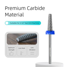 HYTOOS Tapered Carbide Nail Drill Bits with R Cut - Professional for Tips & Soft Gel Removal, Electric File Bit Drill Accessories Manicure Tools for Nail Technicians