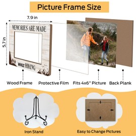 Birthday Gifts For Hikers 4 x 6 Picture Frame Wooden Frame Photo Frame Tabletop Display Home Decor for Living Room Office Bedroom, Travel Picture Frame For Friend - Memories Are Made While Hiking - 48