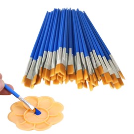 Paint Brushes Set of 50 Paint Brushes Flat Brush Painting Watercolor Oil Painting Small Brush Kit Acrylic Painting Flat Brush Short Brush Paint Set Painting Supplies Brushes for Students Beginners
