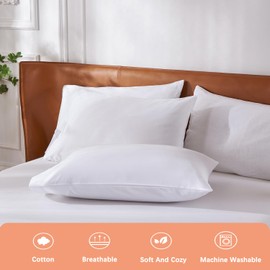 DuShow Egyptian Cotton 300 Thread Count Pure Cotton Pillow Cases with Envelope Closure White 20" x 30" (2 Pack)