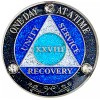 AA 28 Year Crystals & Glitter Medallion, Silver, Blue Color