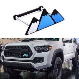 Tri-Color Grille Badge Emblem Decoration Accessories Car Truck Label Compatible for Tacoma 4Runner Tundra Sequoia Rav4 Highlander (Mountain Dark Blue/Sky Blue/White)