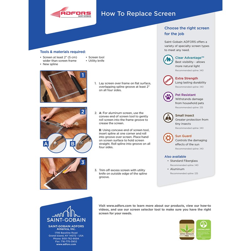 Saint-Gobain ADFORS Standard Screen, 48 Inches x 84 Inches Roll