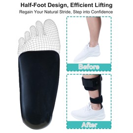 DouHeal AFO Foot Drop Brace, Innovative Half-Foot Design, Shoe-Friendly, Perfect Posture, Medical Drop Foot Brace for Walking, Foot Drop Orthotic Braces for Neuropathy, Men & Women (Large, Right)