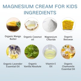 Magnesium Lotion for Kids,Magnesium Cream for Sleep,Baby Bedtime Lotion,100% Natural Organic Kids' Body Cream Promotes Deep Sleep | Hypoallergenic & Vegan