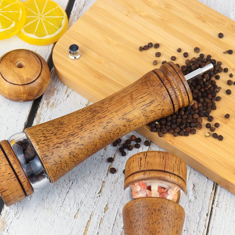 Haomacro Pepper Grinder, Wood Salt and Pepper Mills Set, Classic