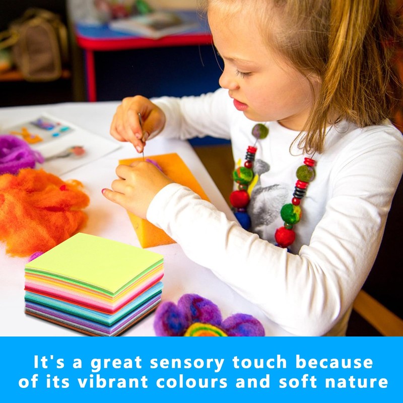 60 Pcs Coloured Felt Fabric Sheets, Assorted Polyester Soft Thick