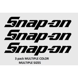 (x3) !!  Snap-on Tools Vinyl Decal Car Truck Bumper Window Toolbox ATV - Gloss Black, 8" wide