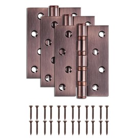 sourcing map 3Packs 4.5"x3.4"x0.12" Door Hinges with 8 Holes and Screws Ball Bearing Interior Door Hinges Non Symmetry Holes Layout for Bedroom, Bathroom, Living Room, Red Bronze