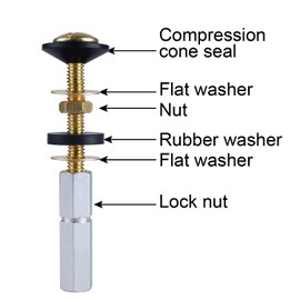 Hibbent 2 Pack Toilet Tank to Bowl Bolt Kits, Heavy Duty Bolts Toilet Bolts for Tank Solid Brass with Extra Long Nuts Easy to Install and Double Gaskets for Fastening